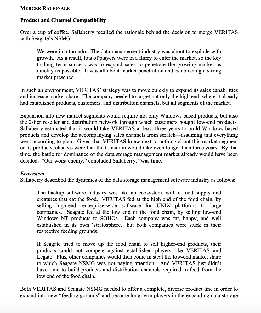 Veritas Case StudyThis is an individual assignment - not a team assignment.Put