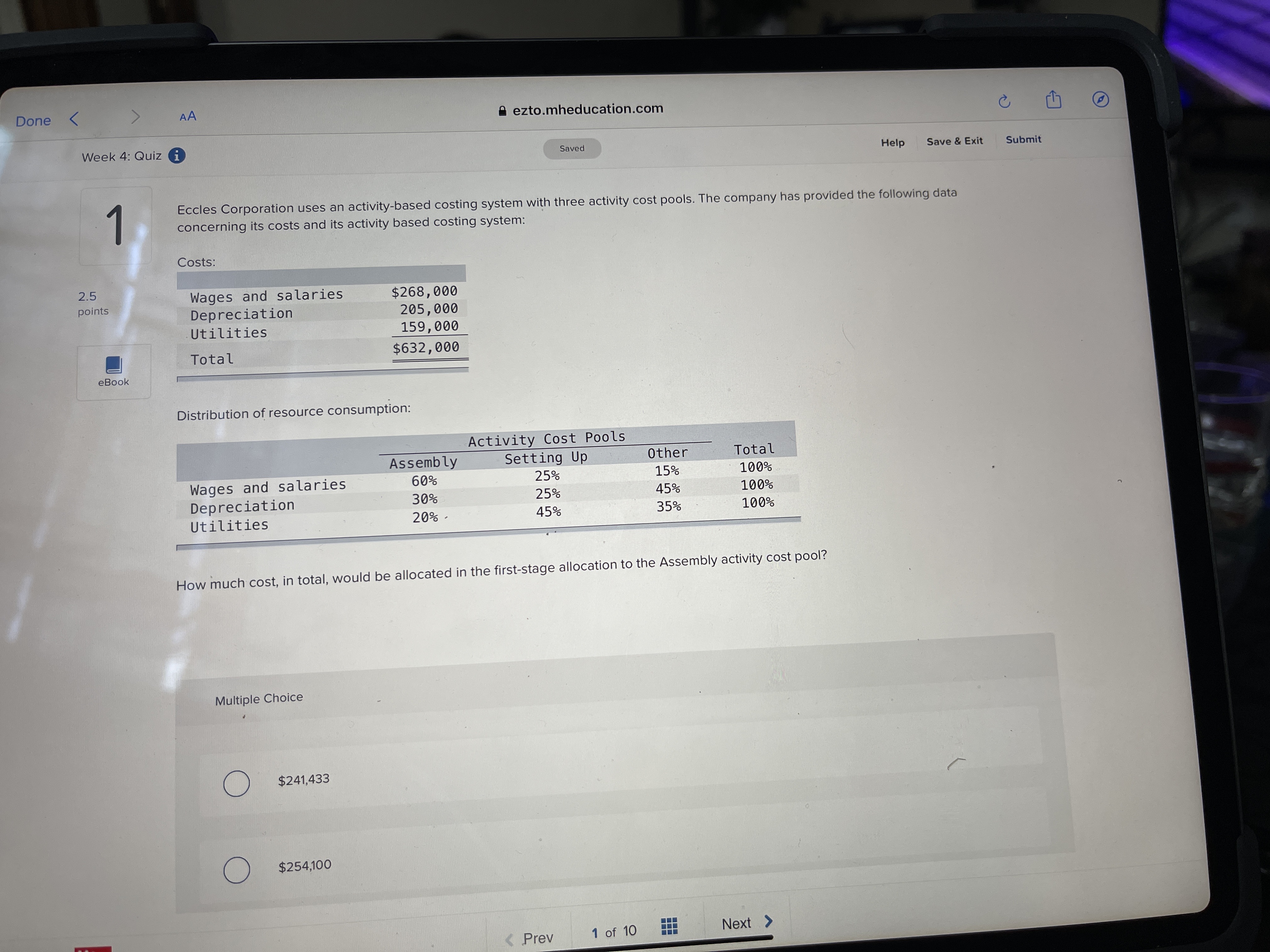 Done AA ezto.mheducation.com Week 4: Quiz i Saved Help Save &