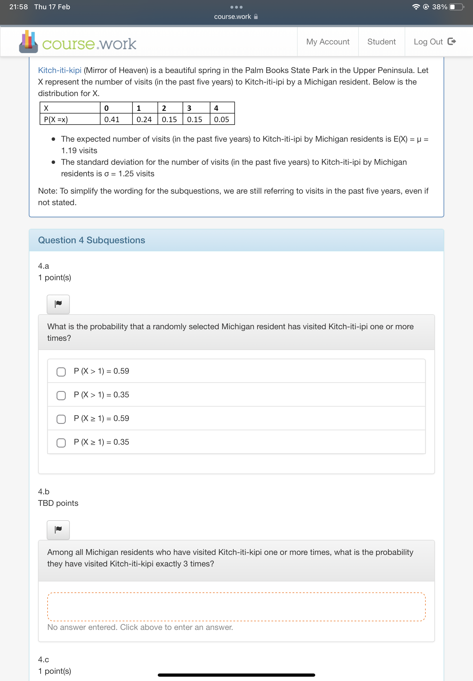 My Account Student Log Out C O P (X 2 1) =