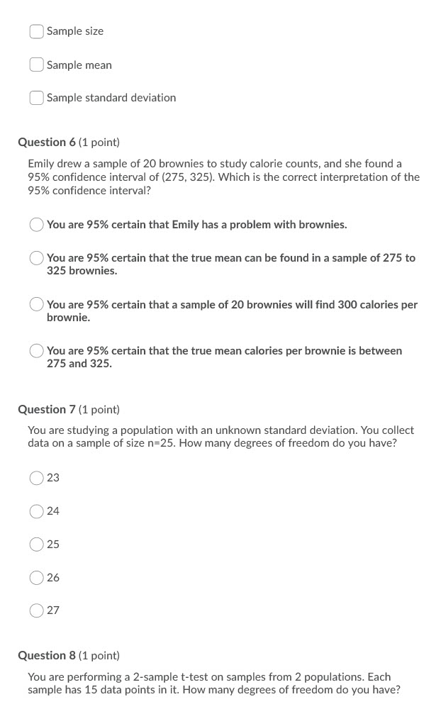 {Select ALL that apply} B When you know the sample standard deviation