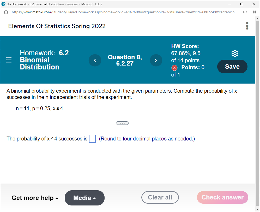  Do Homework - 6.2 Binomial Distribution - Personal - Microsoft Edge