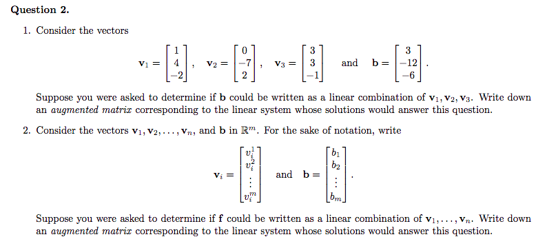  Question 2. 1. Consider the vectors 1 I] 3 3 v1