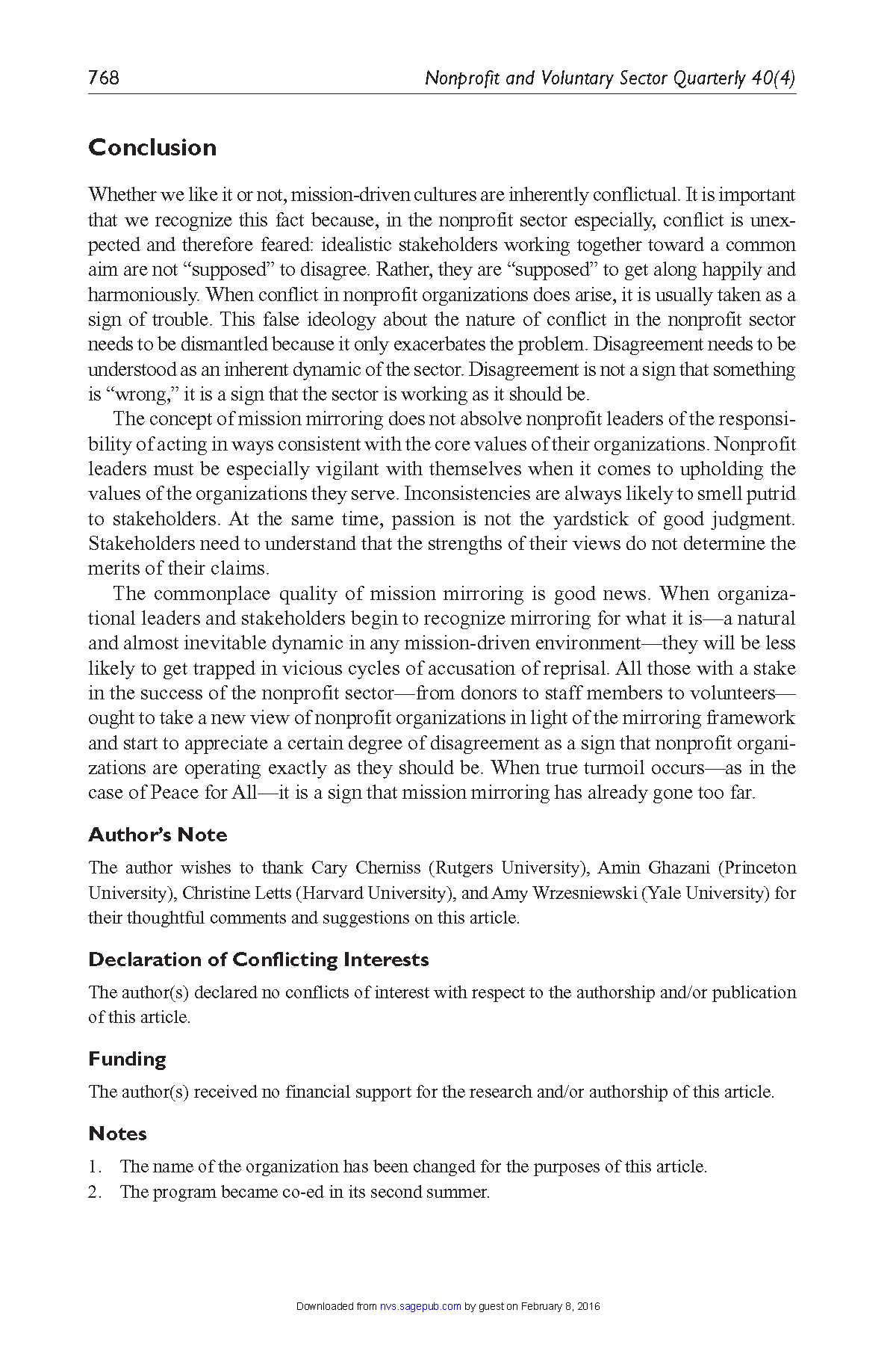 David Allyn' Abstract This article argues that nonprofit organizations frequently suffer from