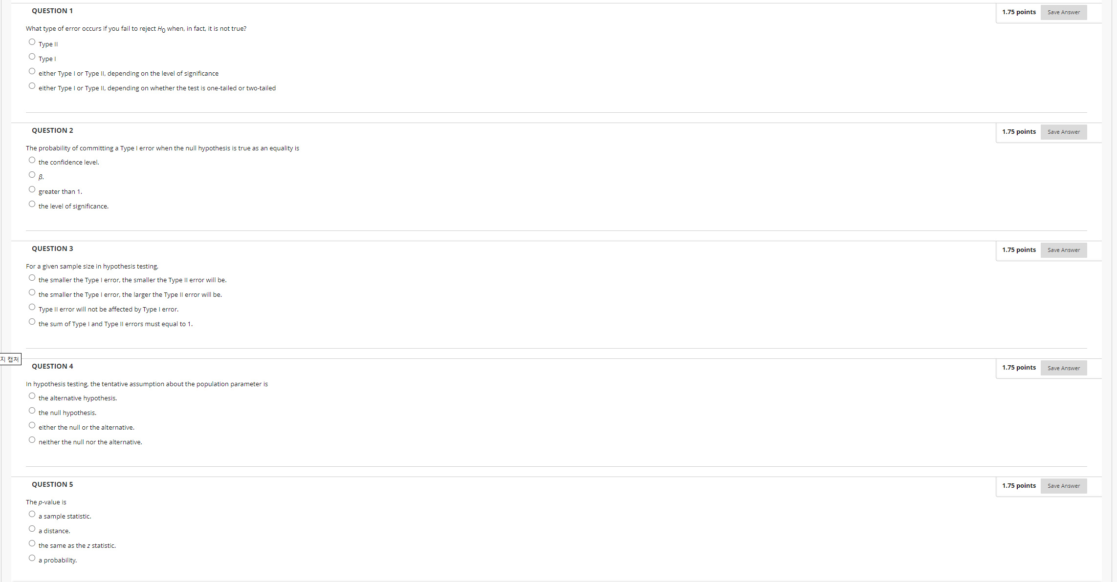 I need answers for these 1.75 points Save Answer QUESTION 1 What