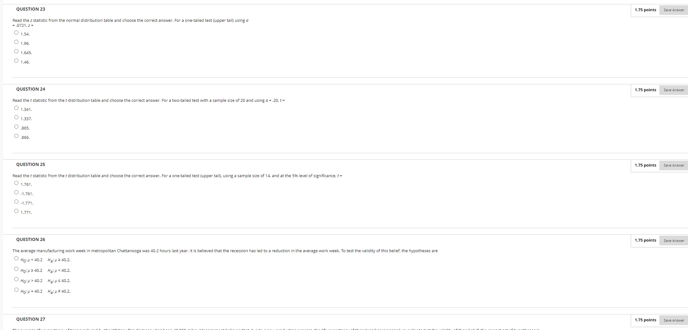 or two-tailed 1.75 points Save Answer QUESTION 2 The probability of committing