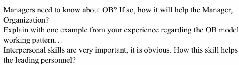  Managers need to know about 0B? If so, how it will