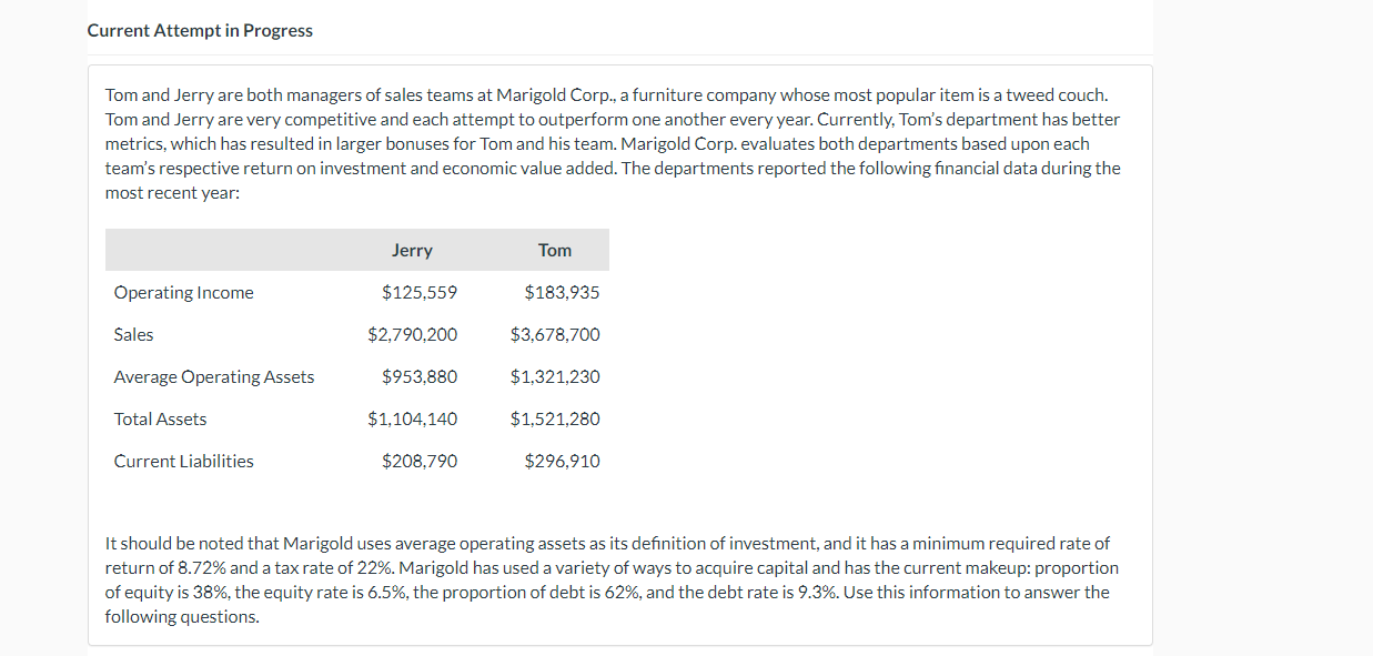  Current Attempt in Progress Tom and Jerry are both managers of