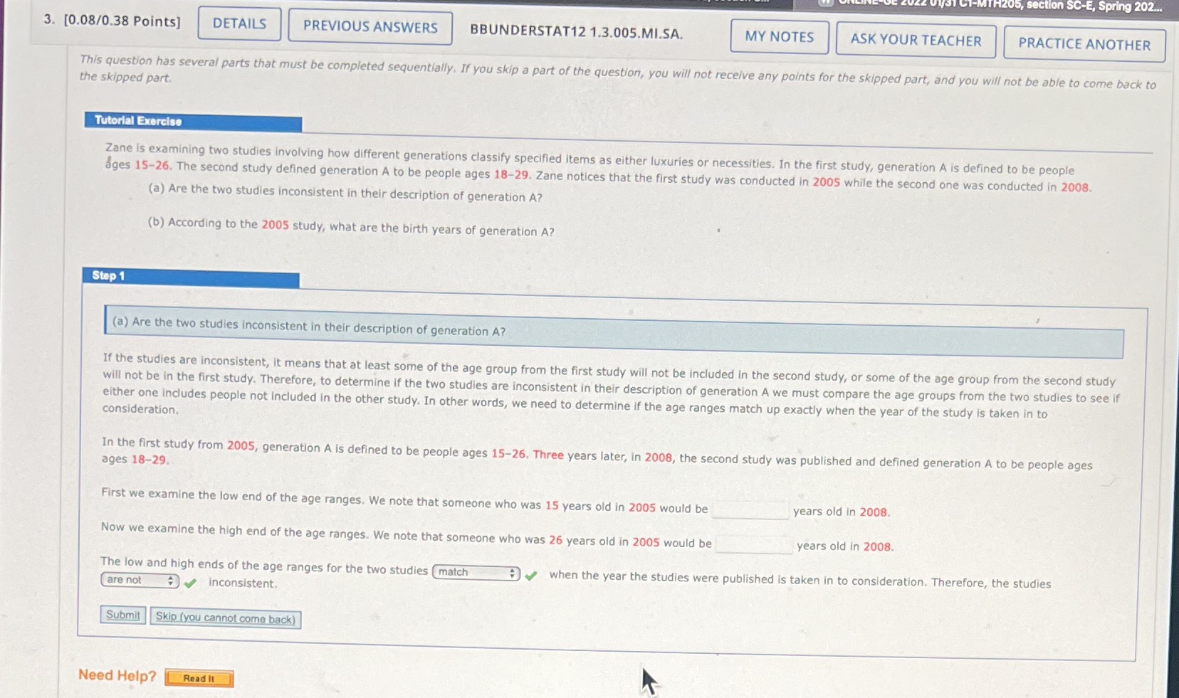  TH205, section SC-E, Spring 202... 3. [0.08/0.38 Points] DETAILS PREVIOUS ANSWERS