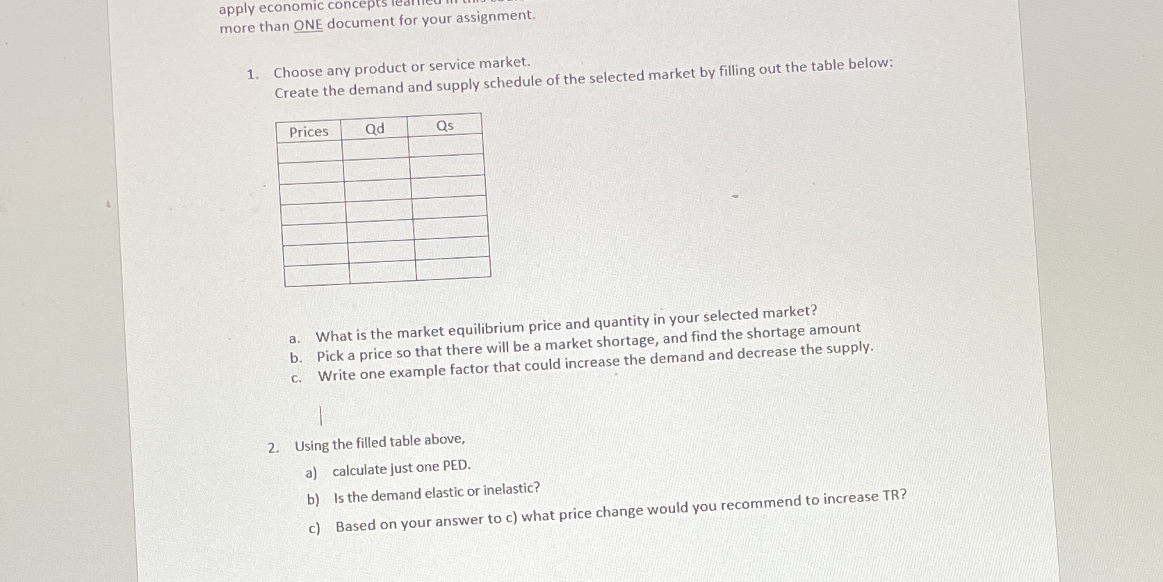 apply economic concepts le more than ONE document for your assignment.