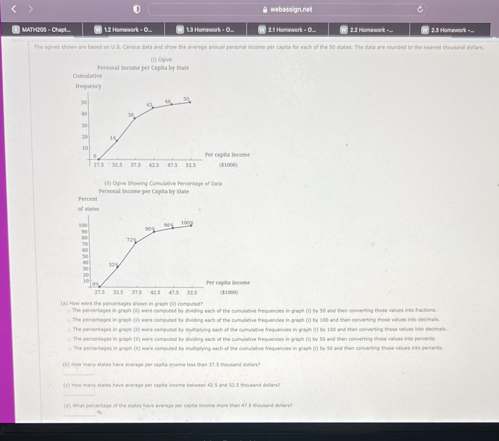 MATH205-Chapt... webassign.net W 1.2 Homework - O... W 1.3 Homework - O...