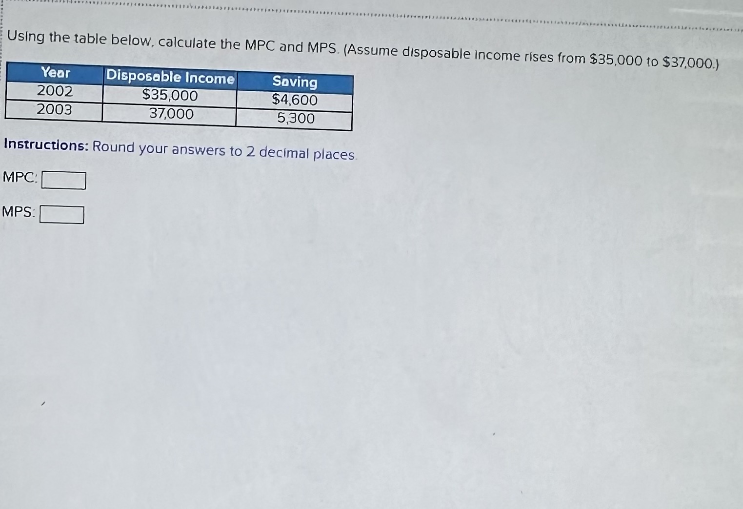 Income Consumption $10.000 $8,400 Instructions: Round your answers to 2 decimal places