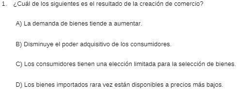 CCuI de los siguientes es el resultado de la creaci6n de comercio?