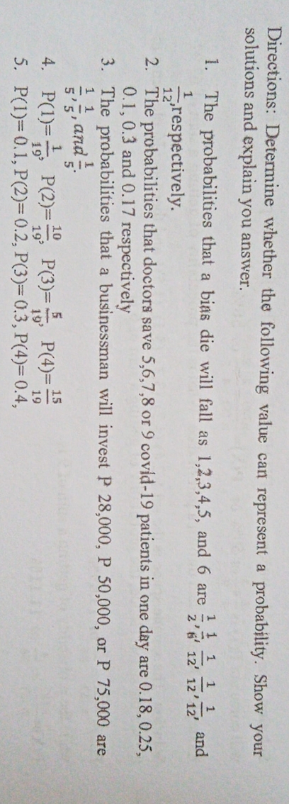 plss answer po Directions: Determine whether the following value can represent a
