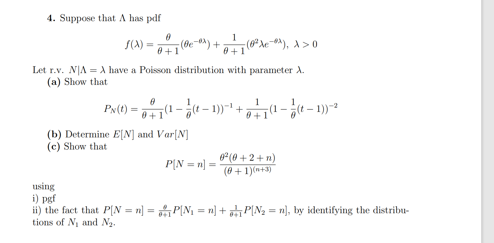 4. Suppose that A has pdf 1 = (1)f 0+1 0+