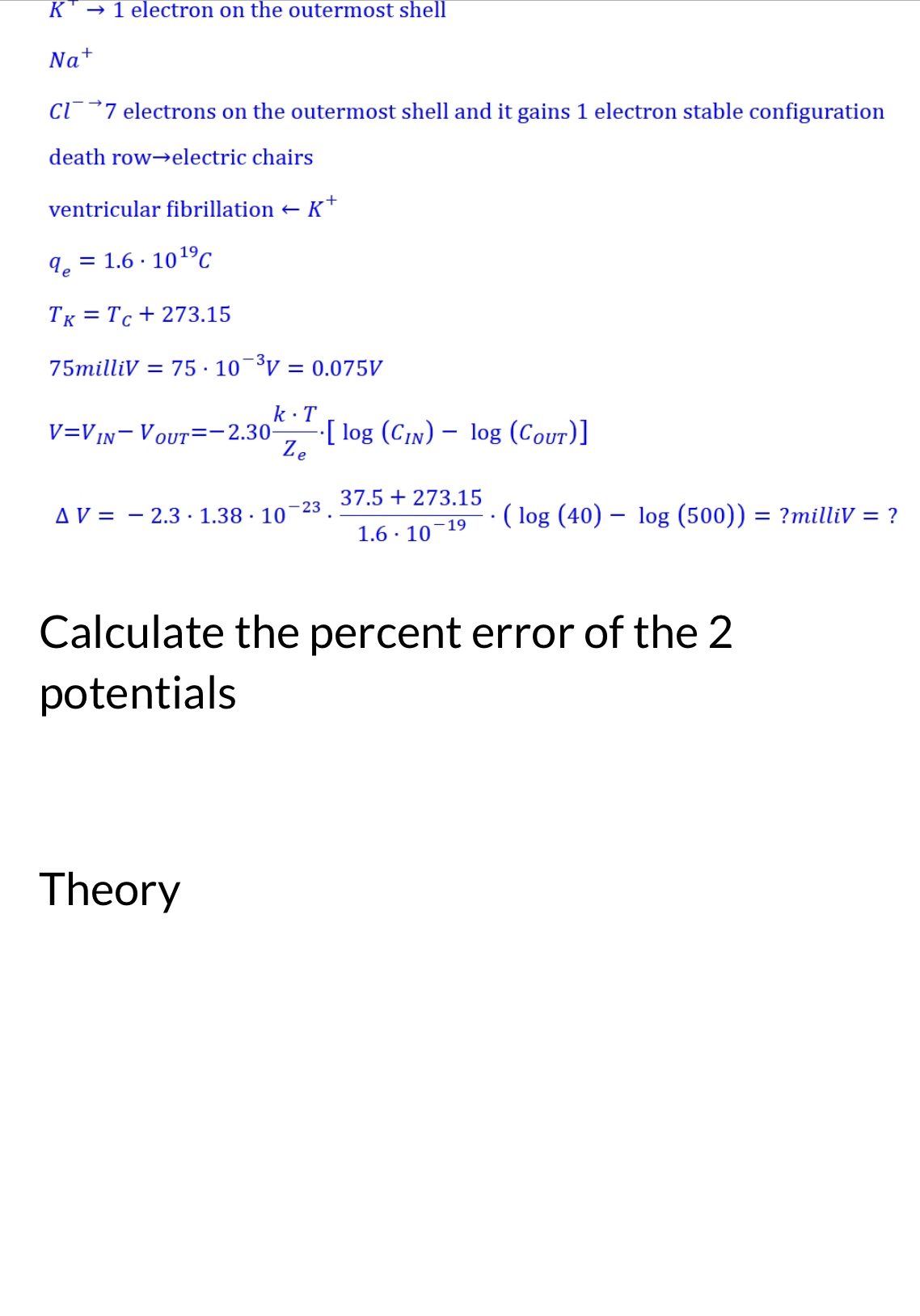 Na - natrium=sodium Case I Use these concentrations: C of K ions