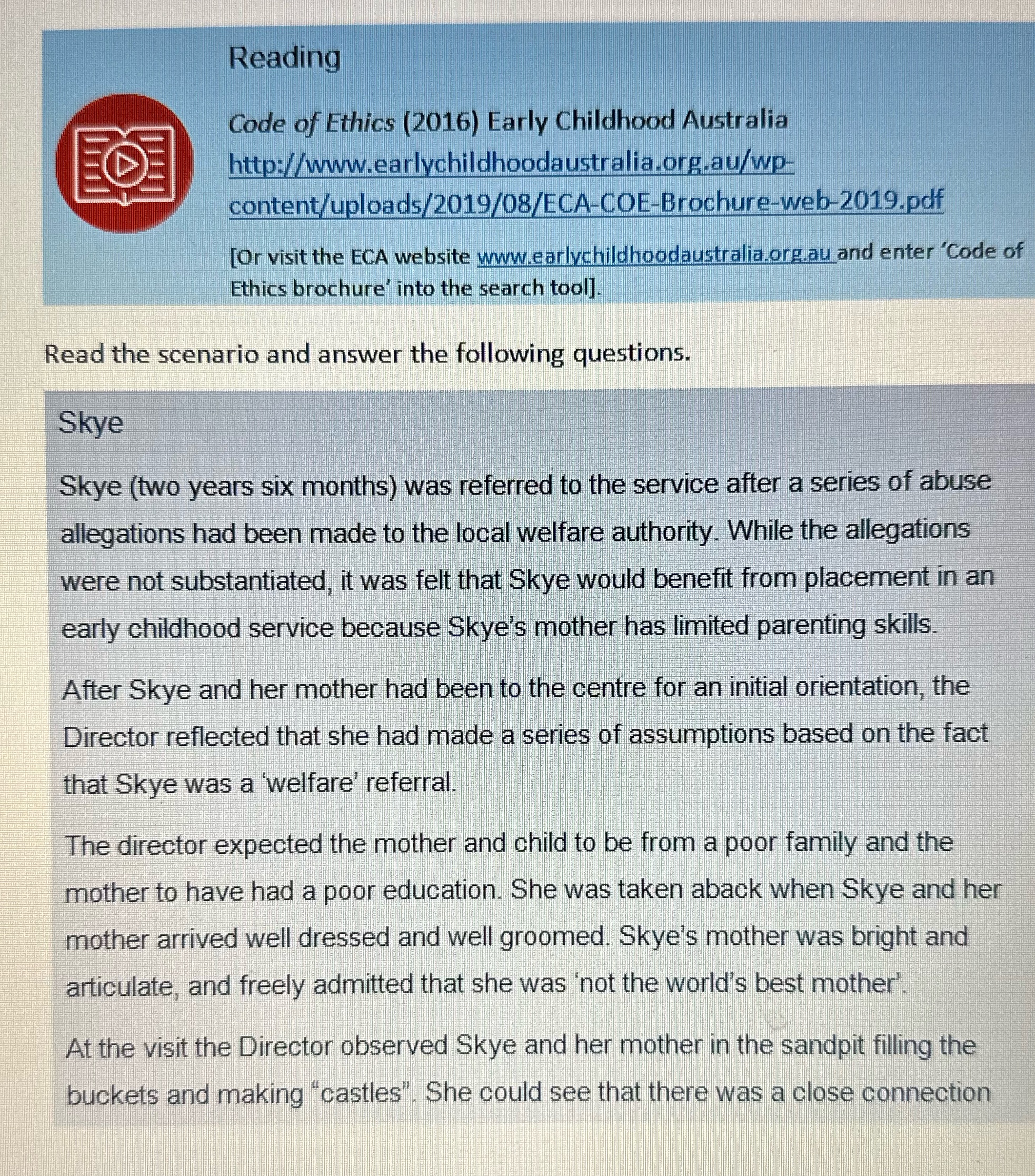 She could see that there was a close connection with back and