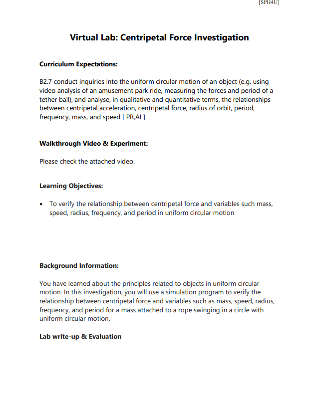 Help plshelp pls idk what to do [sPH-tLI] 1'r.l'irtual Lab: Centripetal Force