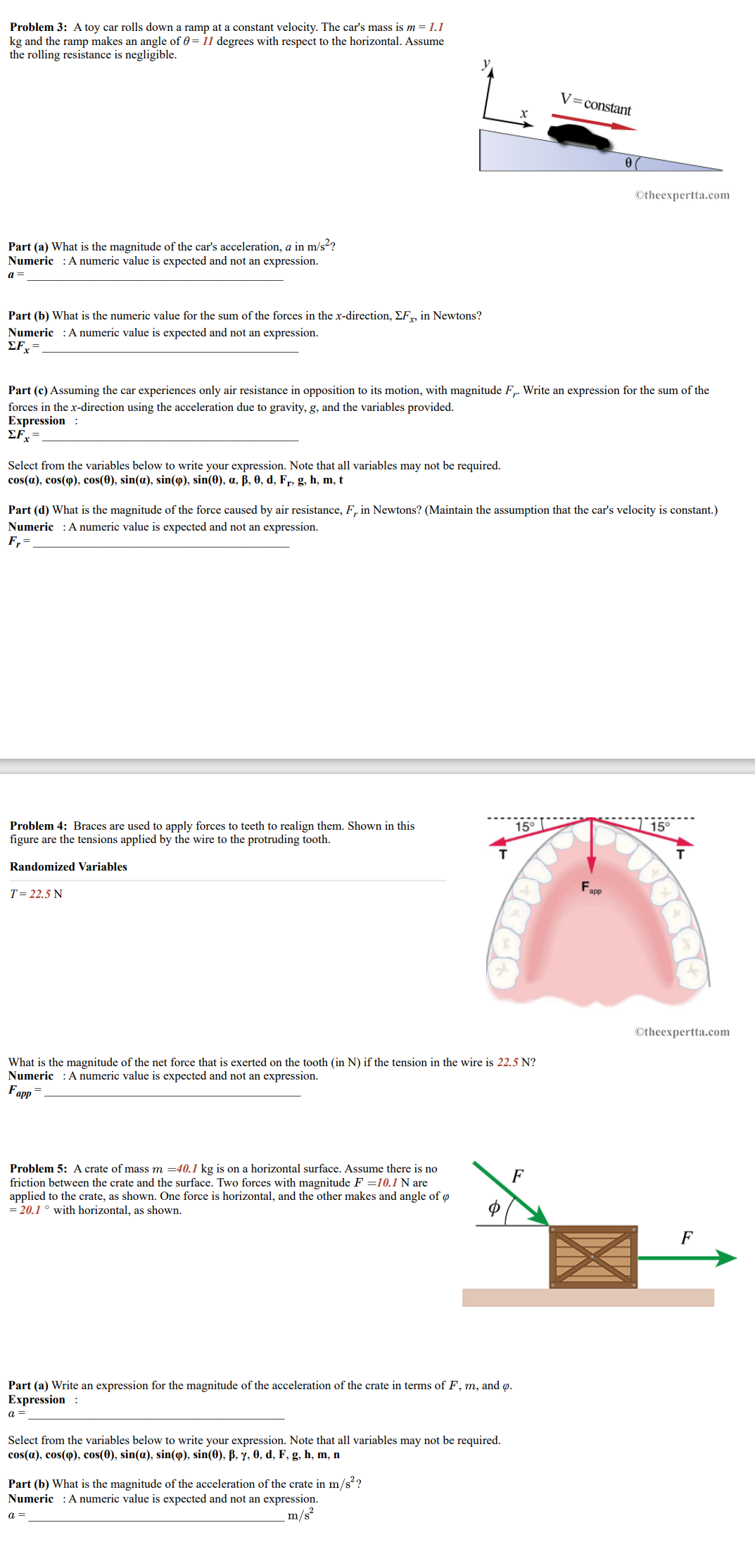  Problem 3: A toy car rolls down a ramp at a