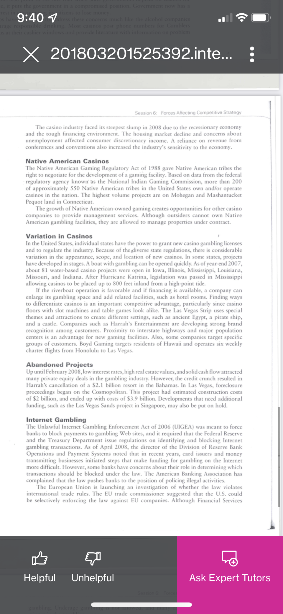 to earn high profits. The exercise features a profile of the casino