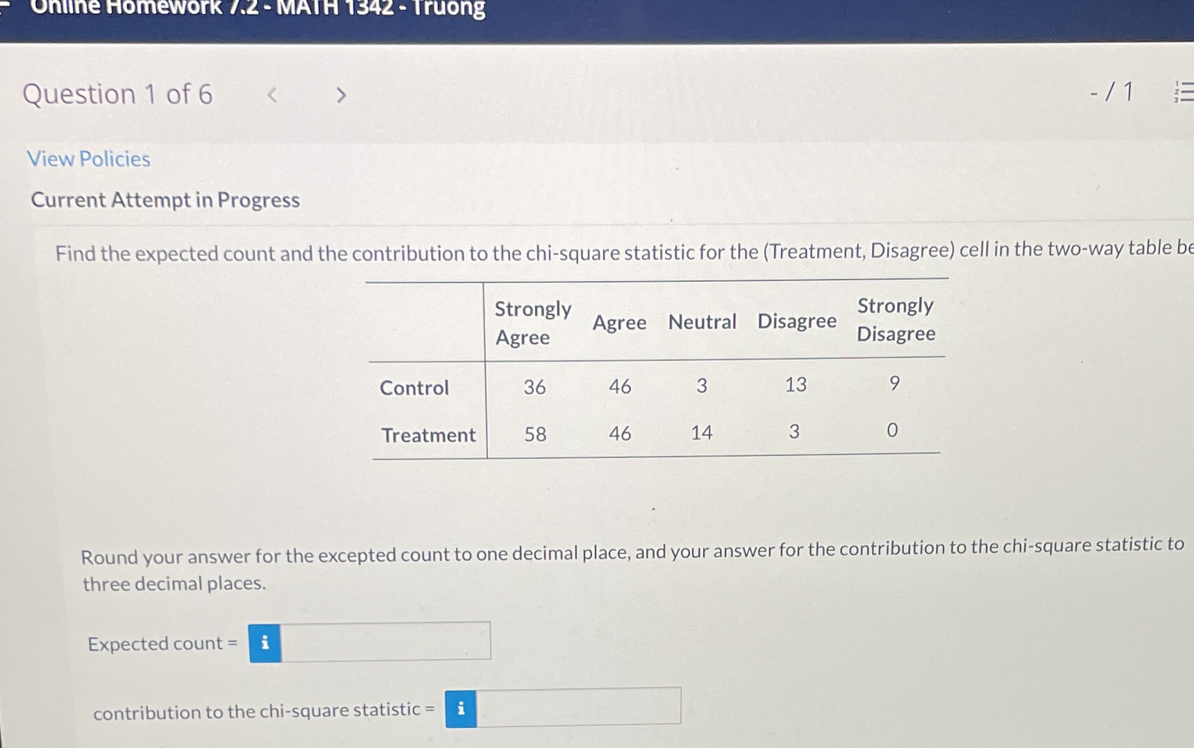 Online Homework /.2 - MATH 1342 - Truong Question 1 of