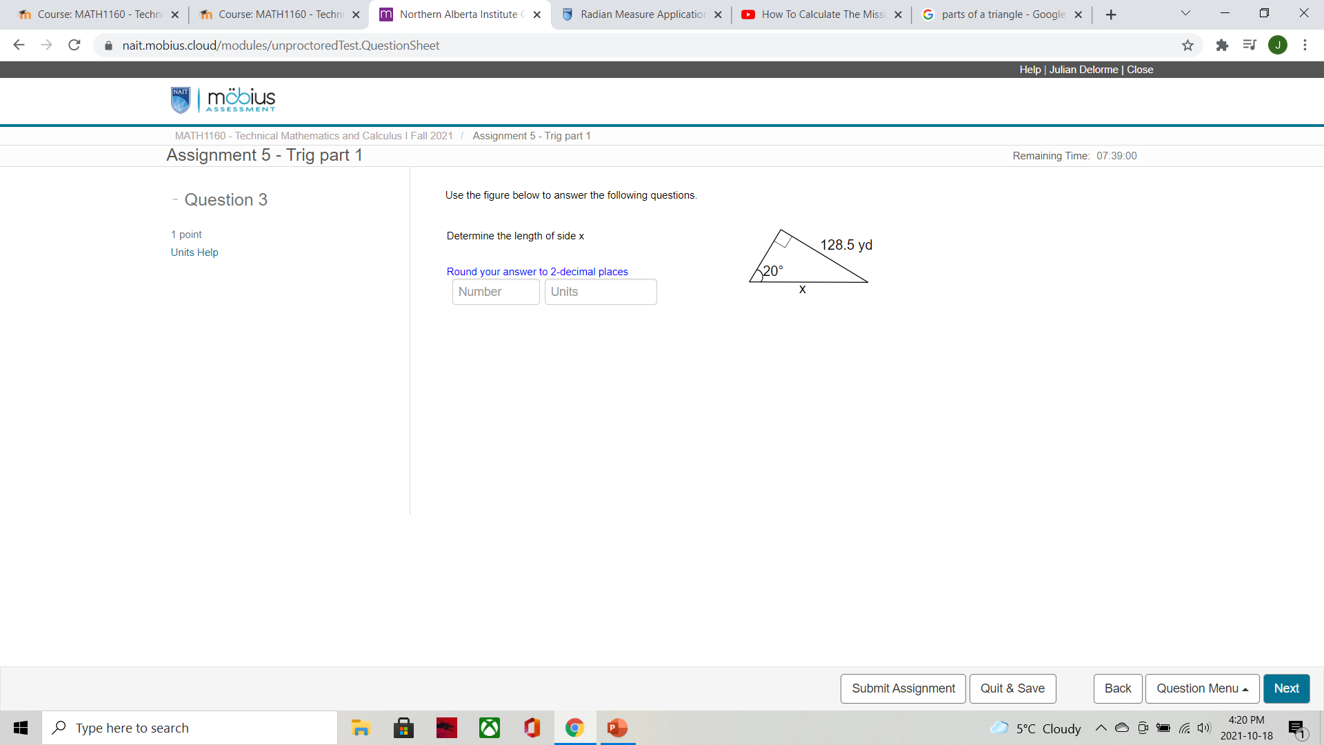  In Course: MATH1160 - Techni X In Course: MATH1160 - Techni