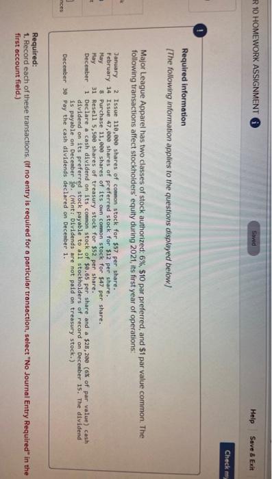  R 10 HOMEWORK ASSIGNMENT Sawad Help Save & Exit Check my