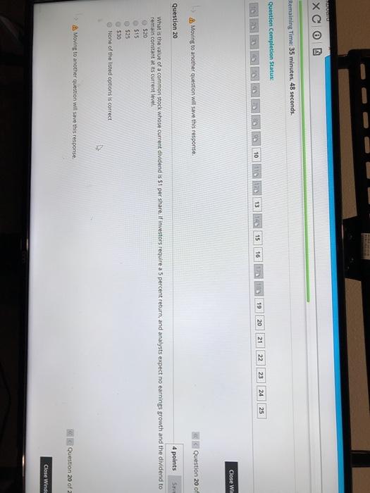  XC B Remaining Time: 35 minutes, 48 seconds. Question Completion Status: