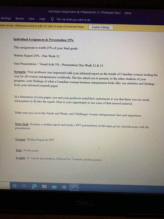  Individual Assignment=&+Presentation (1) Protected View) - Word Mailings Review View Tell
