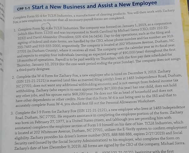  Part2 Complete W4 form, additional information (Zachary does not claim an