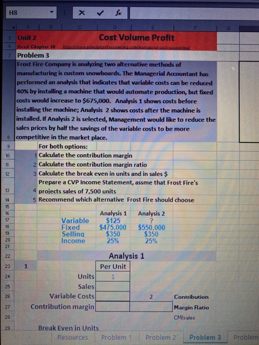  H8 5 Unit 2 Cost Volume Profit 6 Read Chapter 18