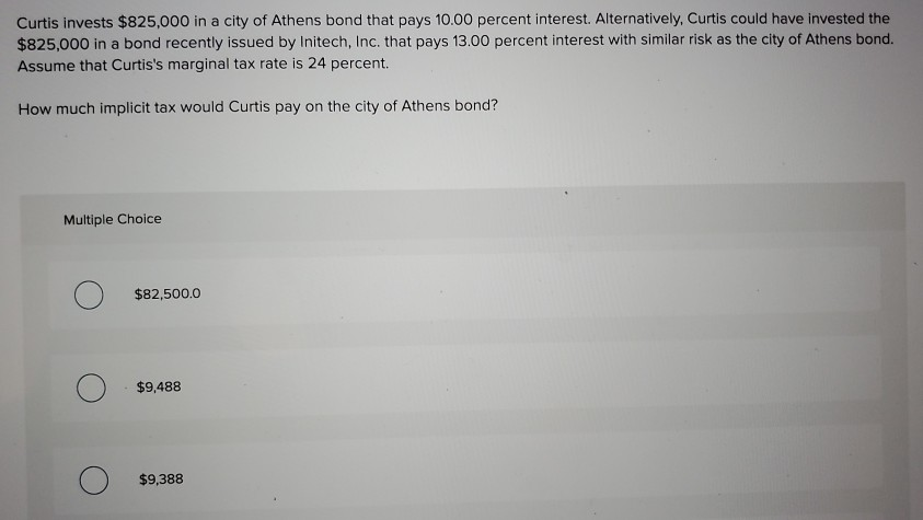  Curtis invests $825,000 in a city of Athens bond that pays