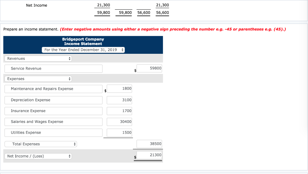for Bridgeport Company are as follows. Bridgeport Company Worksheet For the Year
