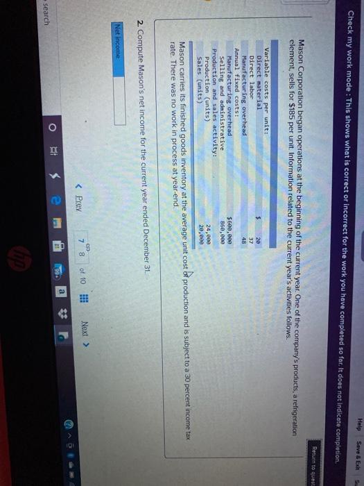  Help Save & Ext Check my work mode: This shows what