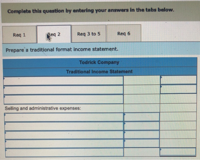 Format Income Statements (L01-6) Todrick Company is a merchandiser that reported the
