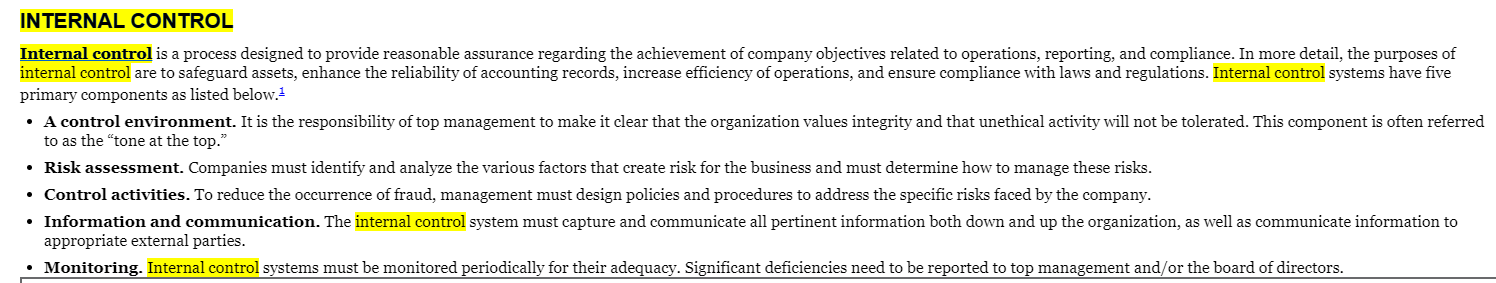 the most difficult to control? Components of the fraud triangle INTERNAL CONTROL