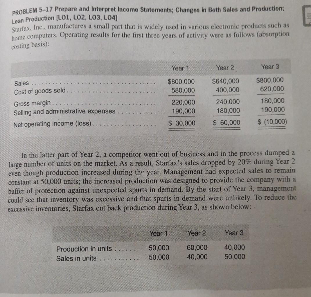 PROBLEM 5-17 Prepare and interpret Income Statements: Changes in Both Sales