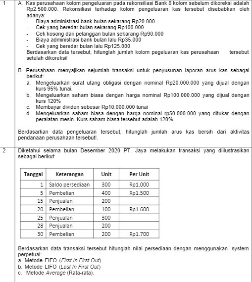 Kas Perusahaan kolom pengeluaran pada rekonsiliasi Sank 8 kolom sebelum dikoreksi adalah