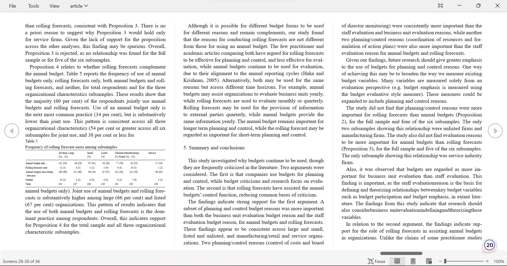 We also find that rolling forecasts are used in tandemwiththe annualbudget in