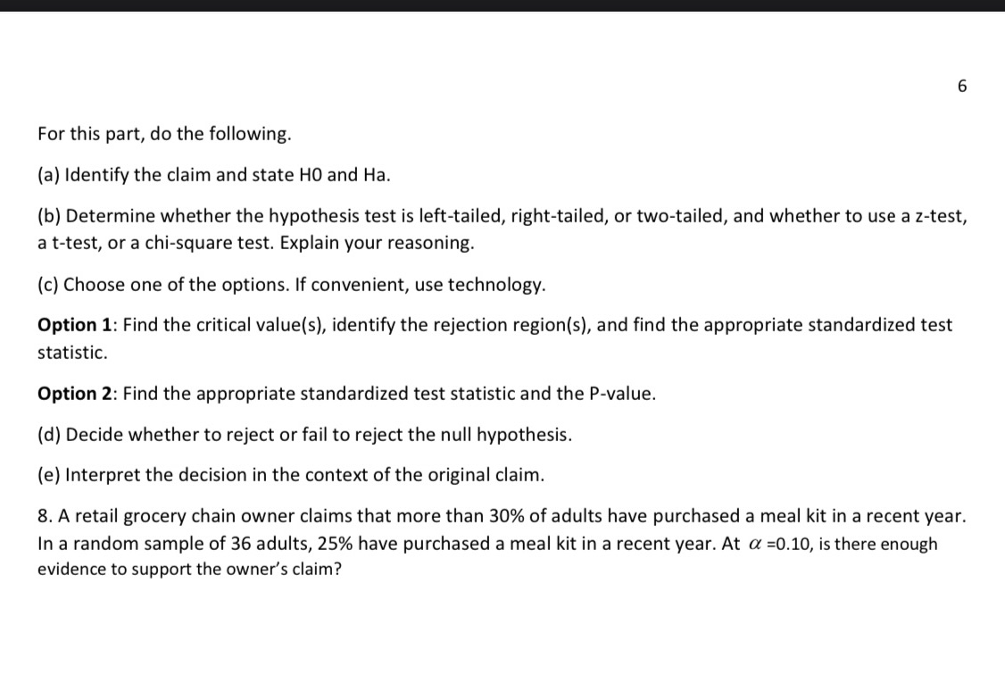 For this part, do the following. (a) Identify the claim and