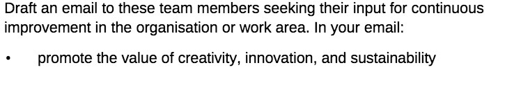 Draft an email to these team members seeking their input for