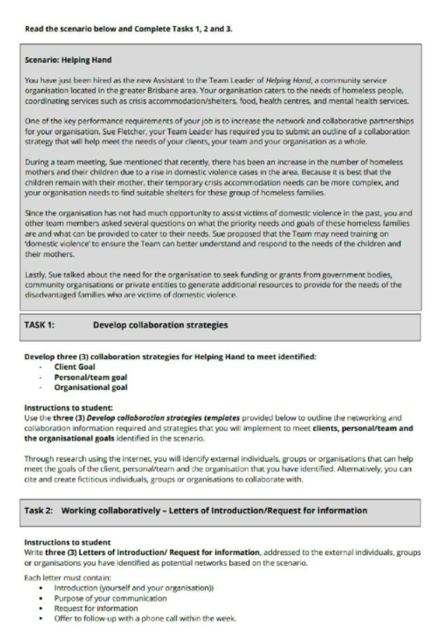  Read the scenario below and Complete Tasks 1, 2 and 3.