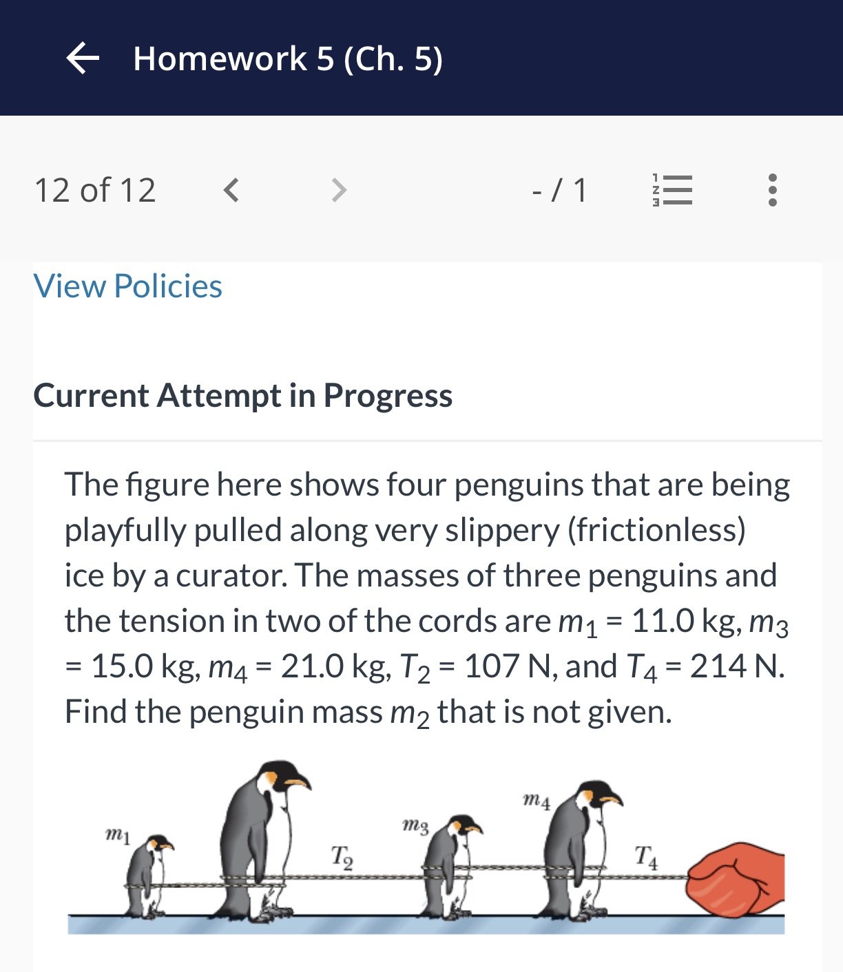 k- Homework 5 (Ch. 5) 12 of 12 View Policies Current Attempt