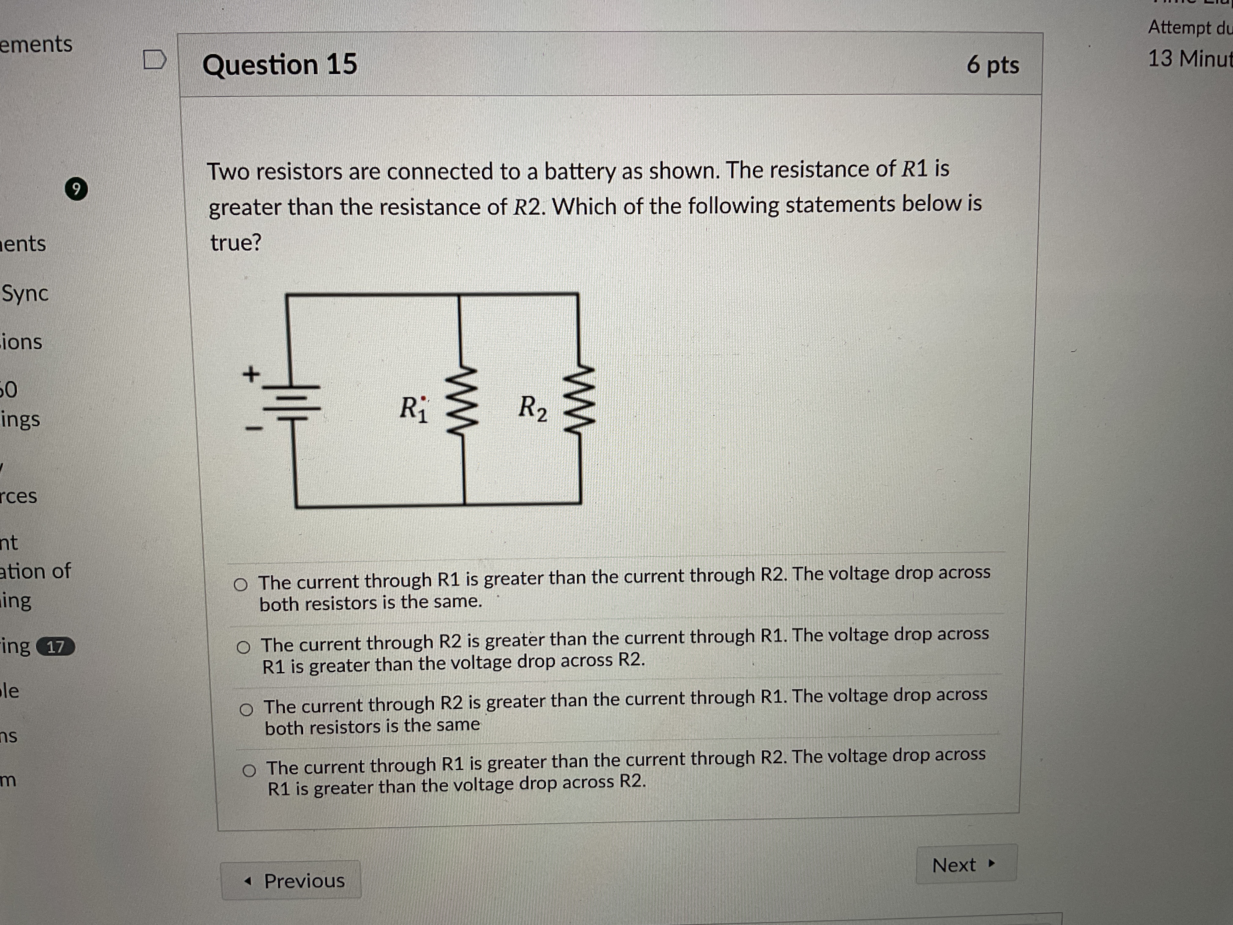 W O 27 W Previous Next Not saved Submit QuizQuestion 13 6