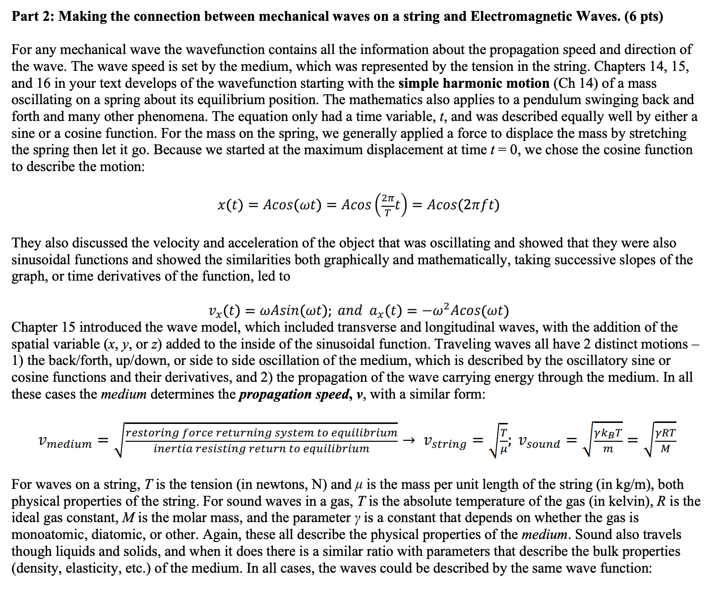  Part 2: Making the connection between mechanical waves on a string