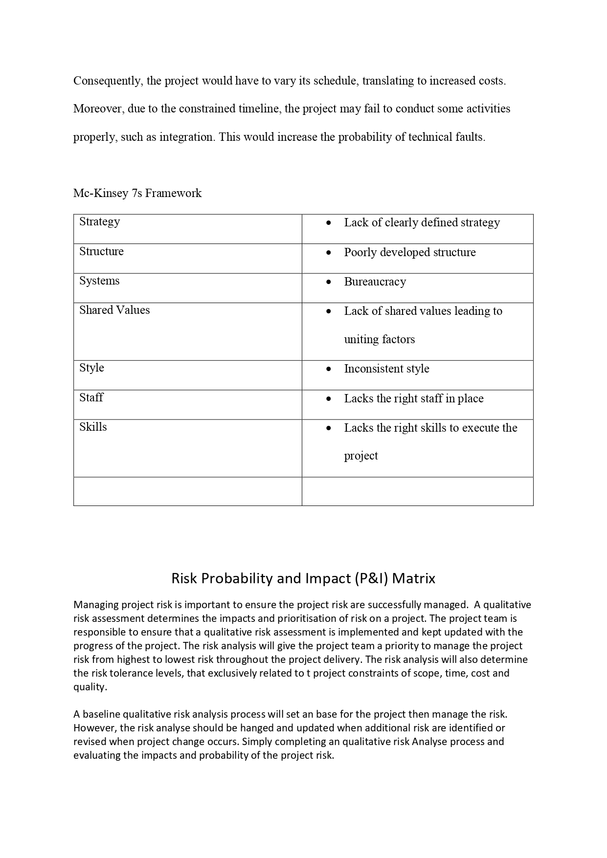 affecting the project site. While some risks are impossible to predict or