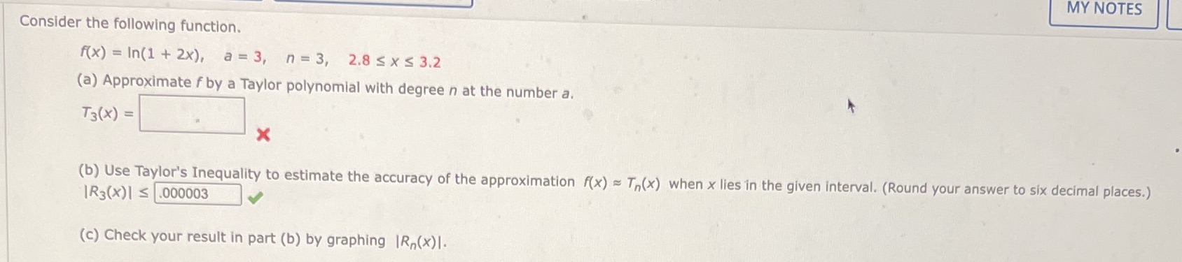 please answer (a) thank you! MY NOTES Consider the following function. f(x)