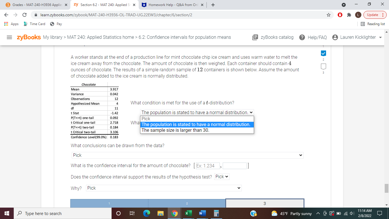 @ Grades - MAT-240-H3936 Applie X zy Section 6.2 - MAT