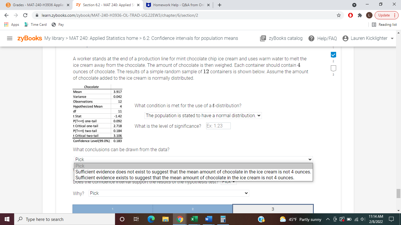 240: Applied St X *Homework Help - Q&A from Onl x +