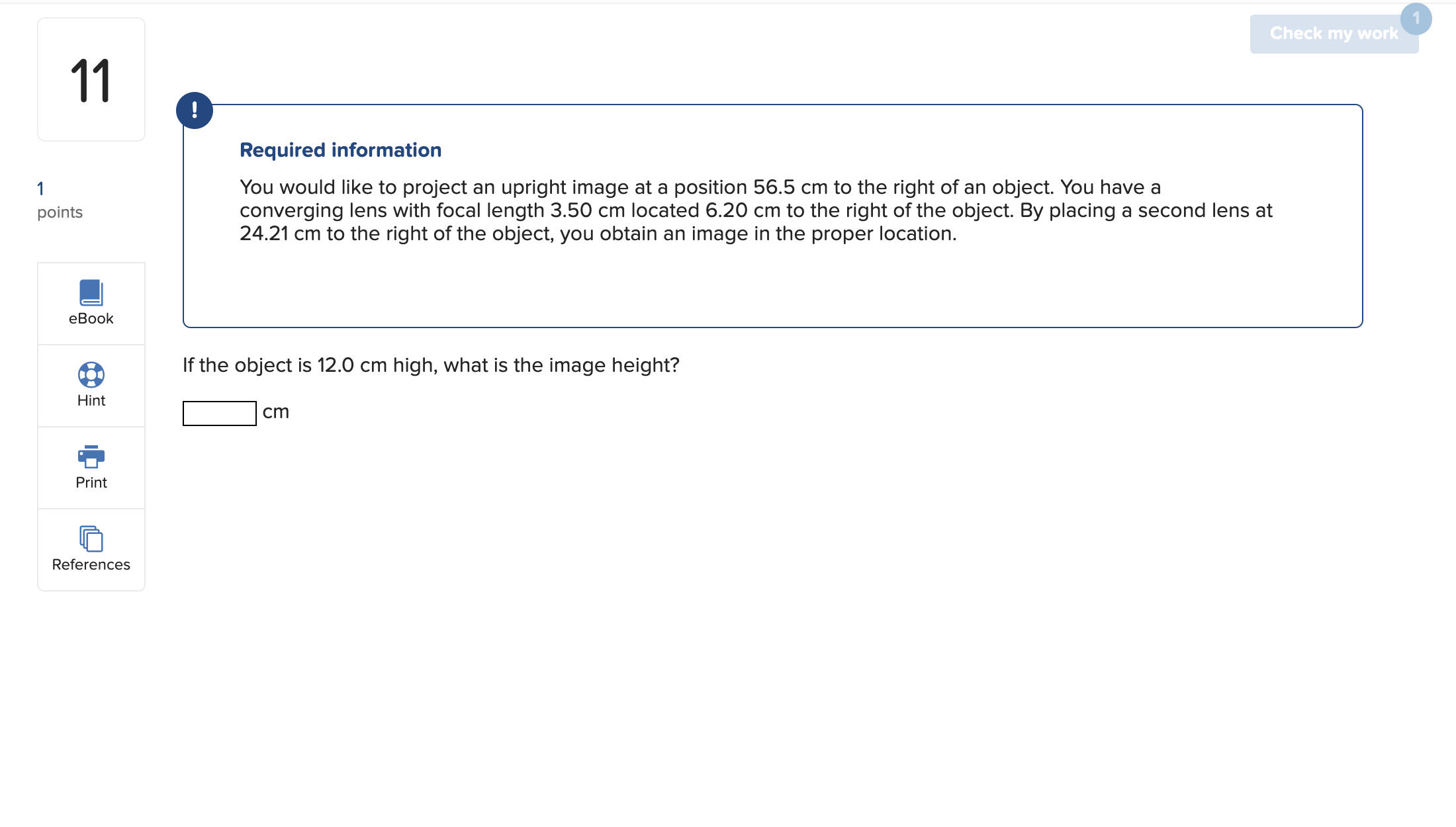  11 points eBook References Required information You would like to project