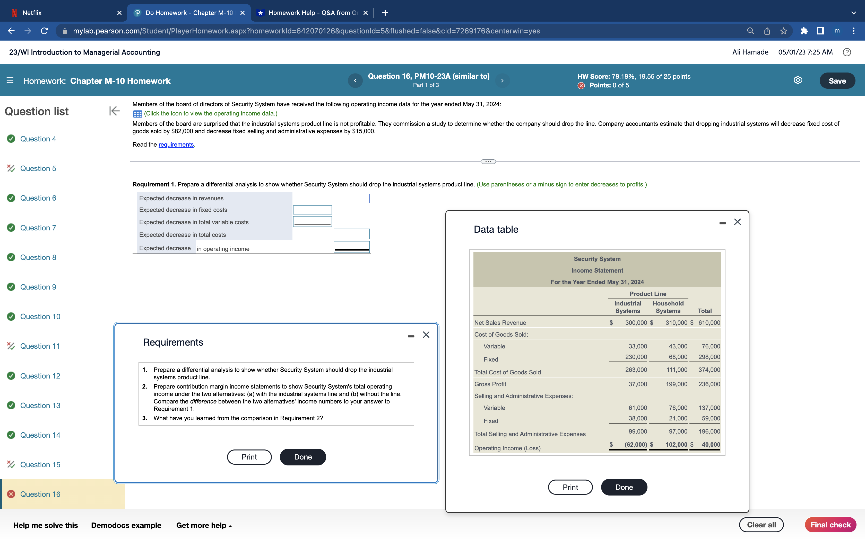 N Netflix X P Do Homework - Chapter M-10 x Homework